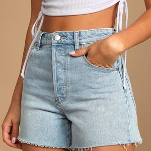 OG Light Wash High-Waisted Cutoff Denim Shorts